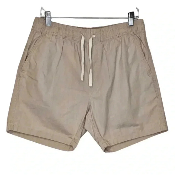 Mens 100% Cotton On Garments L Elastic Waistband Drawstring Beige PullOn Shorts - Picture 14 of 14